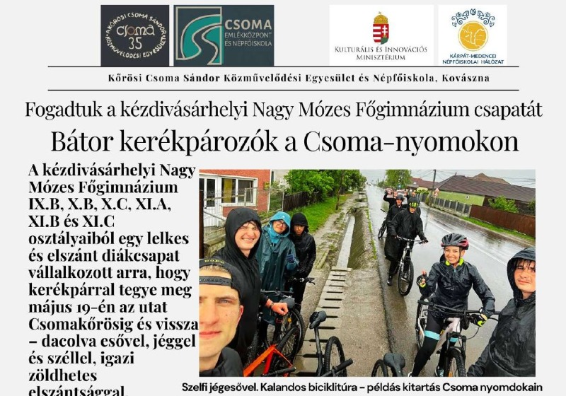 Bátor kerékpározók a Csoma-nyomokon